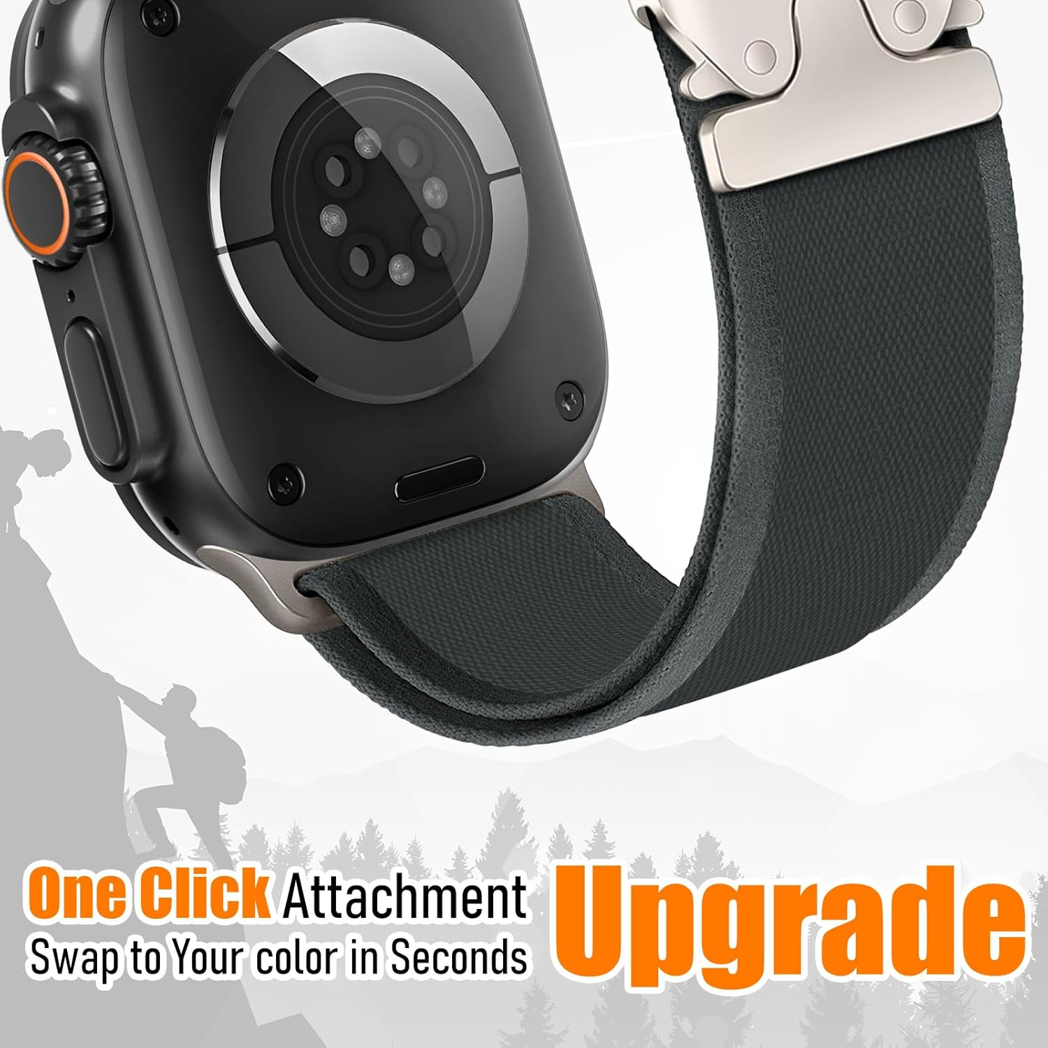 Trail Loop Nylon Band for Apple Watch Ultra 2/3/Ultra Band 49Mm 46Mm 45Mm 44Mm 42Mm 40Mm 41Mm 38Mm, Rugged Sport Fabric Strap for Apple Watch Series 11 10 9 8 7 6 5 4 3 SE SE2/3 Iwatch Bands Men Women image number 3