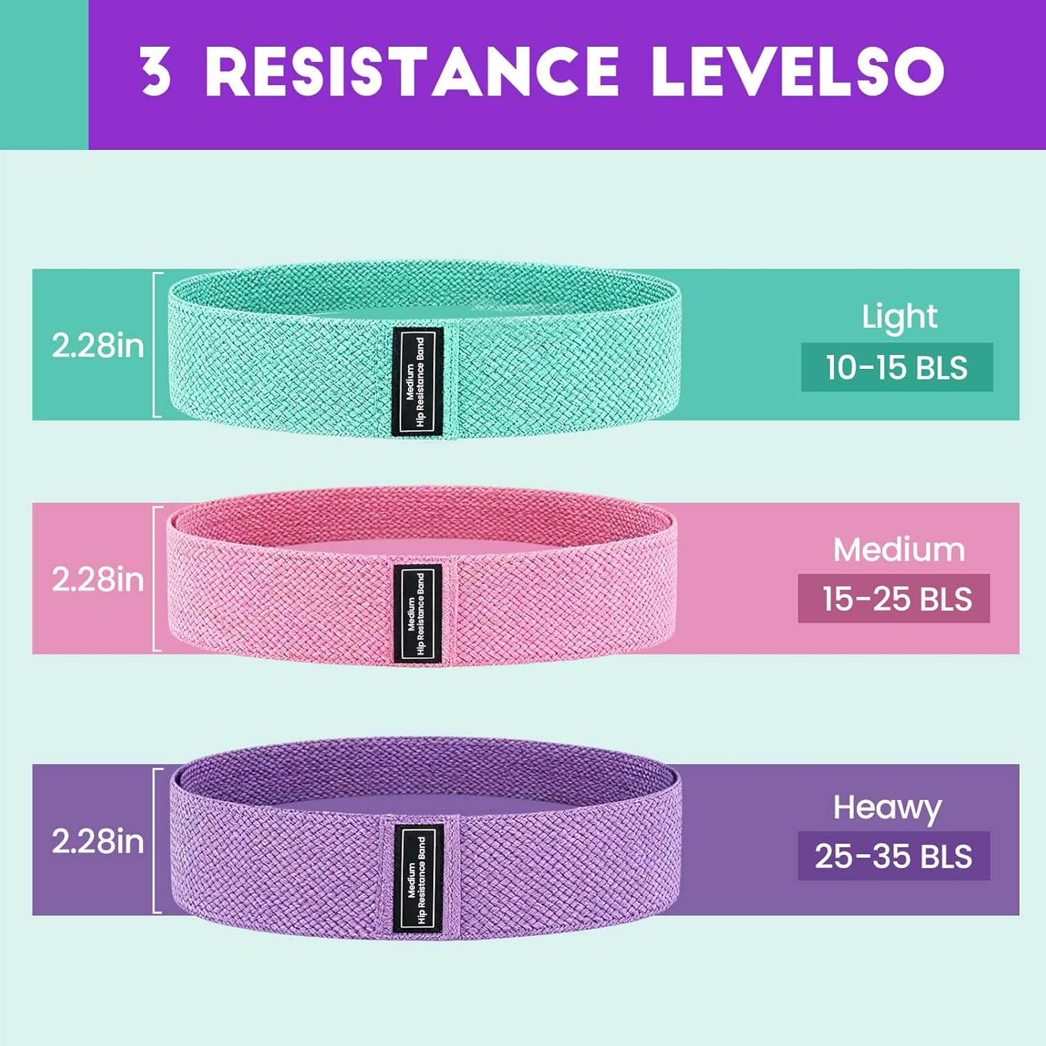 3PCS Non-Slip Resistance Bands Set - Fabric Booty Bands for Exercise & Fitness - Durable Hip and Squat Bands with Varying Resistance Levels for Strength Training