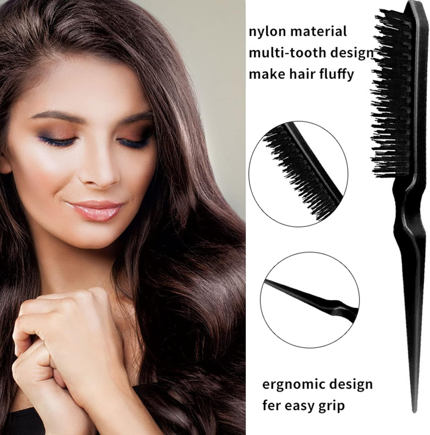 1 X Crepe Hair Brush with Mixed Bristles, Boar Bristles Brush Hair, Toupee Brush, Hair Brush, Hair Styling Appliances, Styling Accessories, Brushes, Professional Salon Comb for Long image number 5