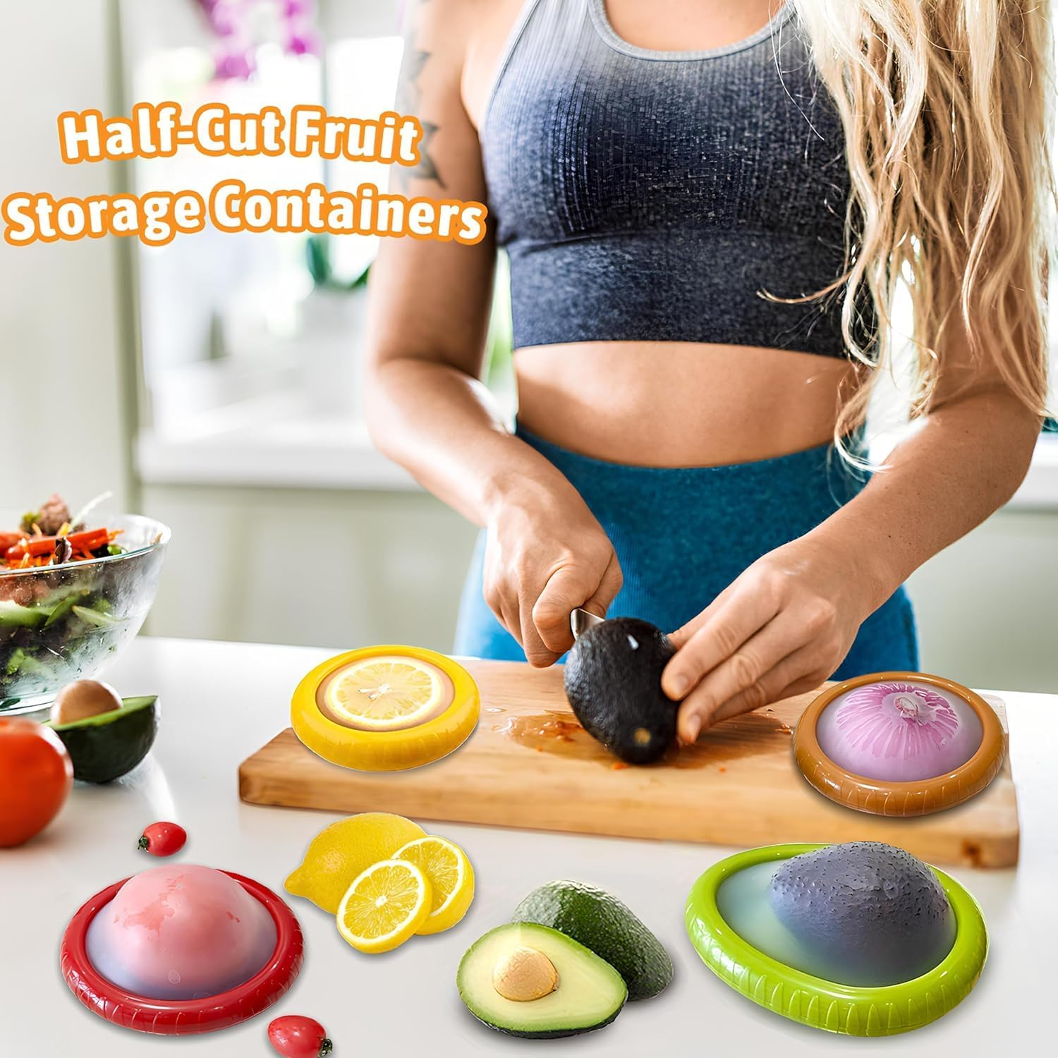 Silicone Fruit and Vegetable Storage Containers for Fridge, Onion Storage Container, Avocado Keeper,Tomato Saver, Lemon Holder Set of 4- Ideal for Garlic, Onions, Lemons and Potatoes image number 3