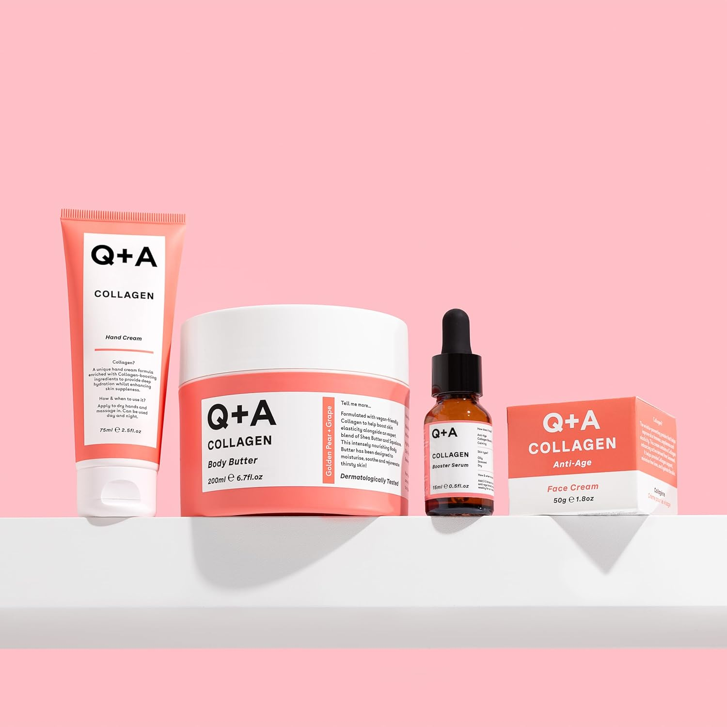 Q+A Collagen Hand Cream, Nourishing & Hydrating with Vegetable Collagen, Sugar Complex & Hematite, Golden Pear & Grape Scent, Vegan & Cruelty-Free, Recycled Packaging, Anti-Ageing Moisturiser, 75Ml image number 2