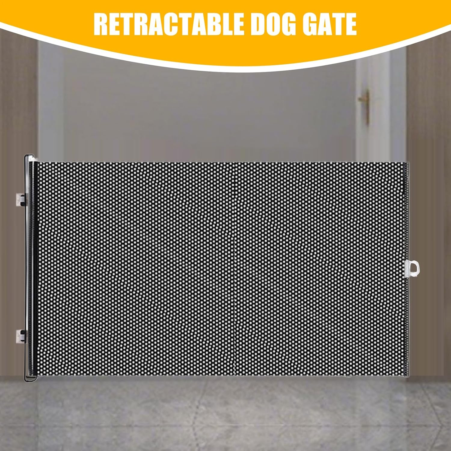 Retractable Dog Gates - Retractable Baby Gates,Suction Cup Foldable Fence Portable Adjustable Anti-Jump 19.69X49.21In Child-Proof for Living Room Nursery Deck Bedroom
