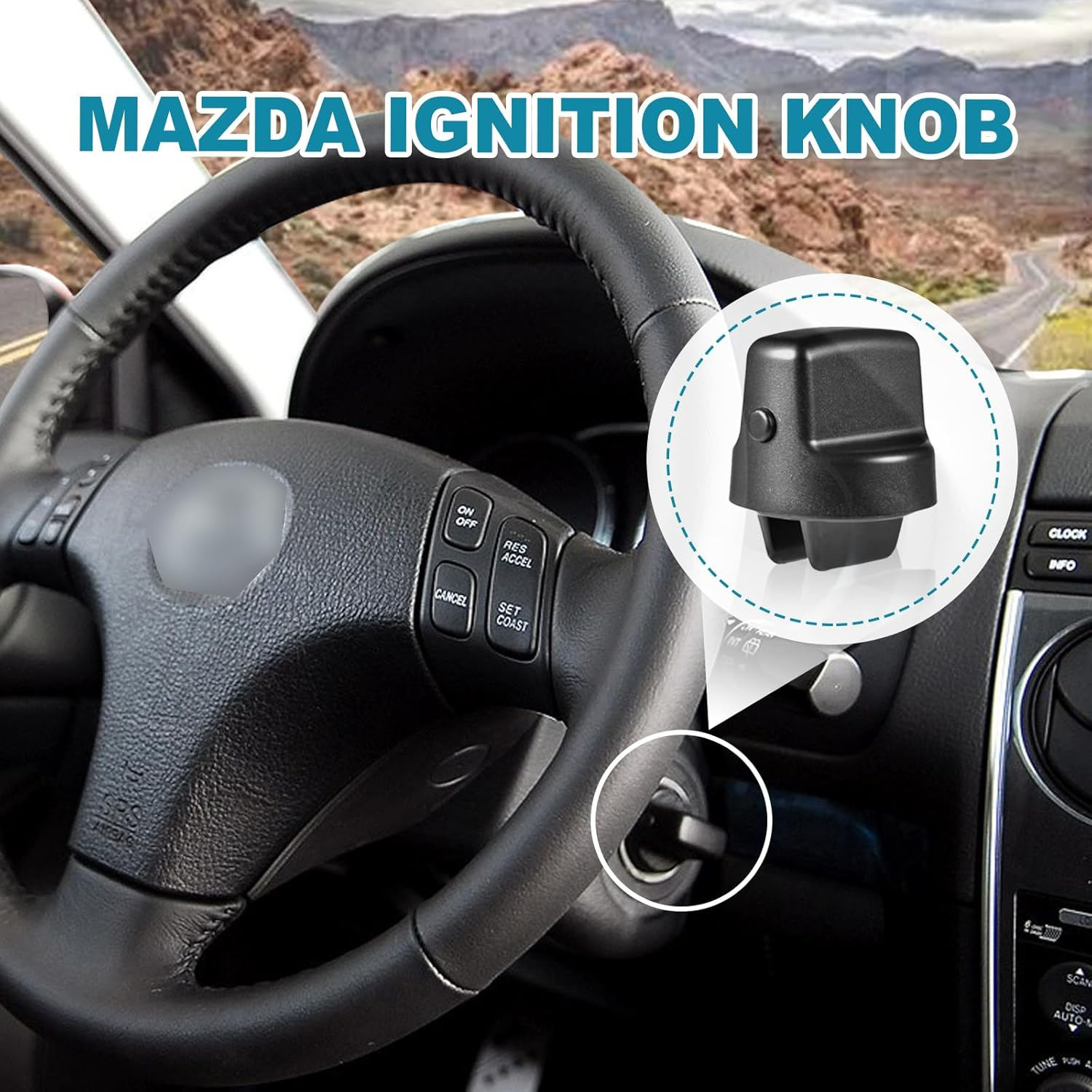 Keyless Ignition Start Switch Knob Cap Compatible with 2007-2015 Mazda CX-9 2006-2007 Mazda 6 2007-2011 CX7 | Replaces D461-66-141A-02 D6Y1-76-142 D46166141A02