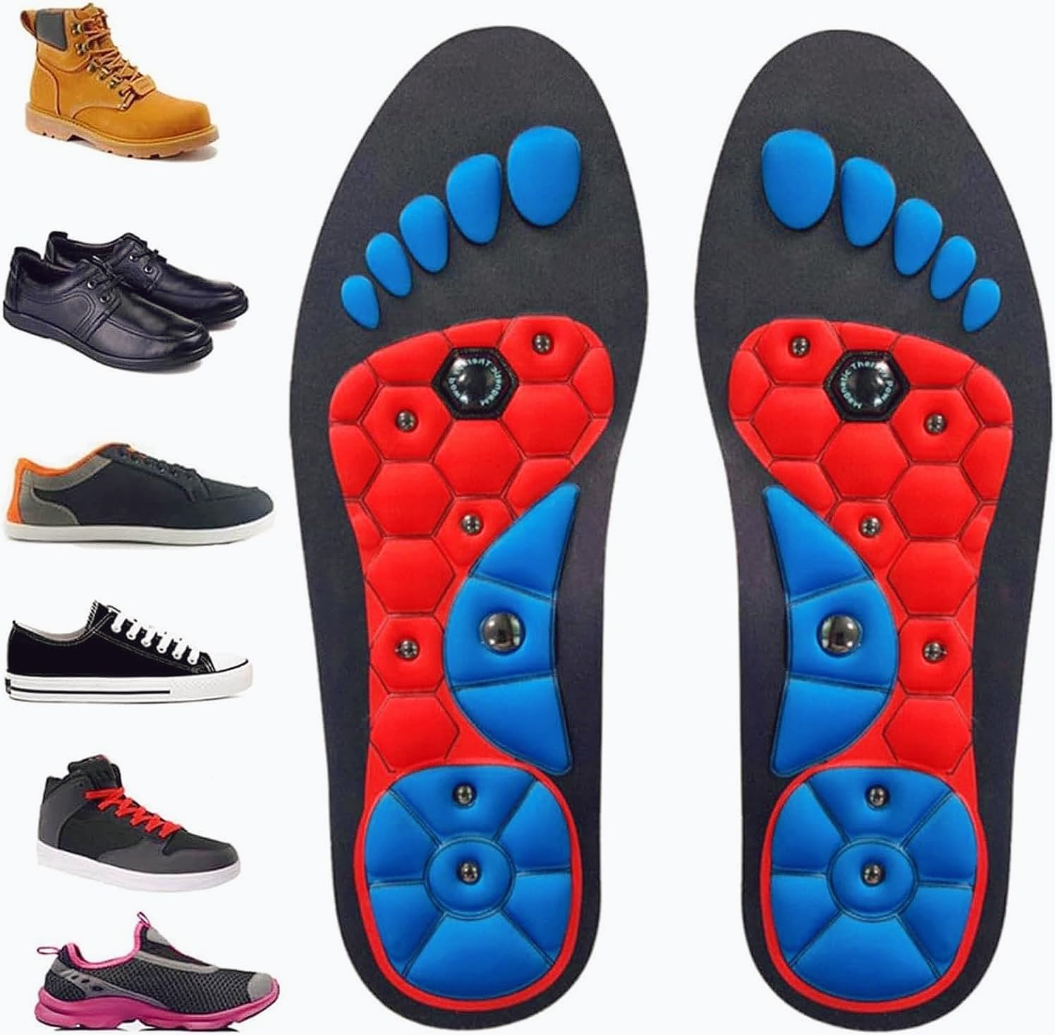 Acupressure Insoles for Weight Loss Comfortable EVA Magnetic Insoles for Men Women Sport Orthopedic Breathable Foot Massage Insoles for Pressure Relief (L(12-15)) image number 3