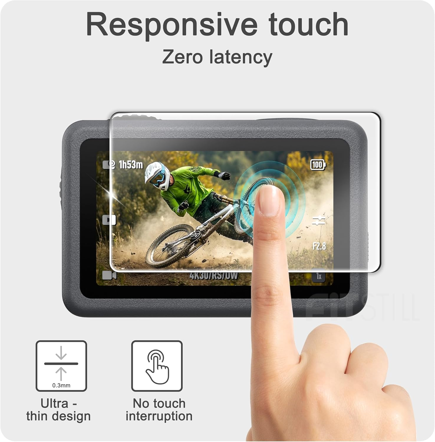 Fitstill 10PCS Screen Protector Appliable for DJI Osmo Action 6,Ultra HD 0.3Mm Tempered Glass,9H Hardness Scratch Resistant Anti-Fingerprint Bubble Free Action6 Camera Accessories Kit image number 4