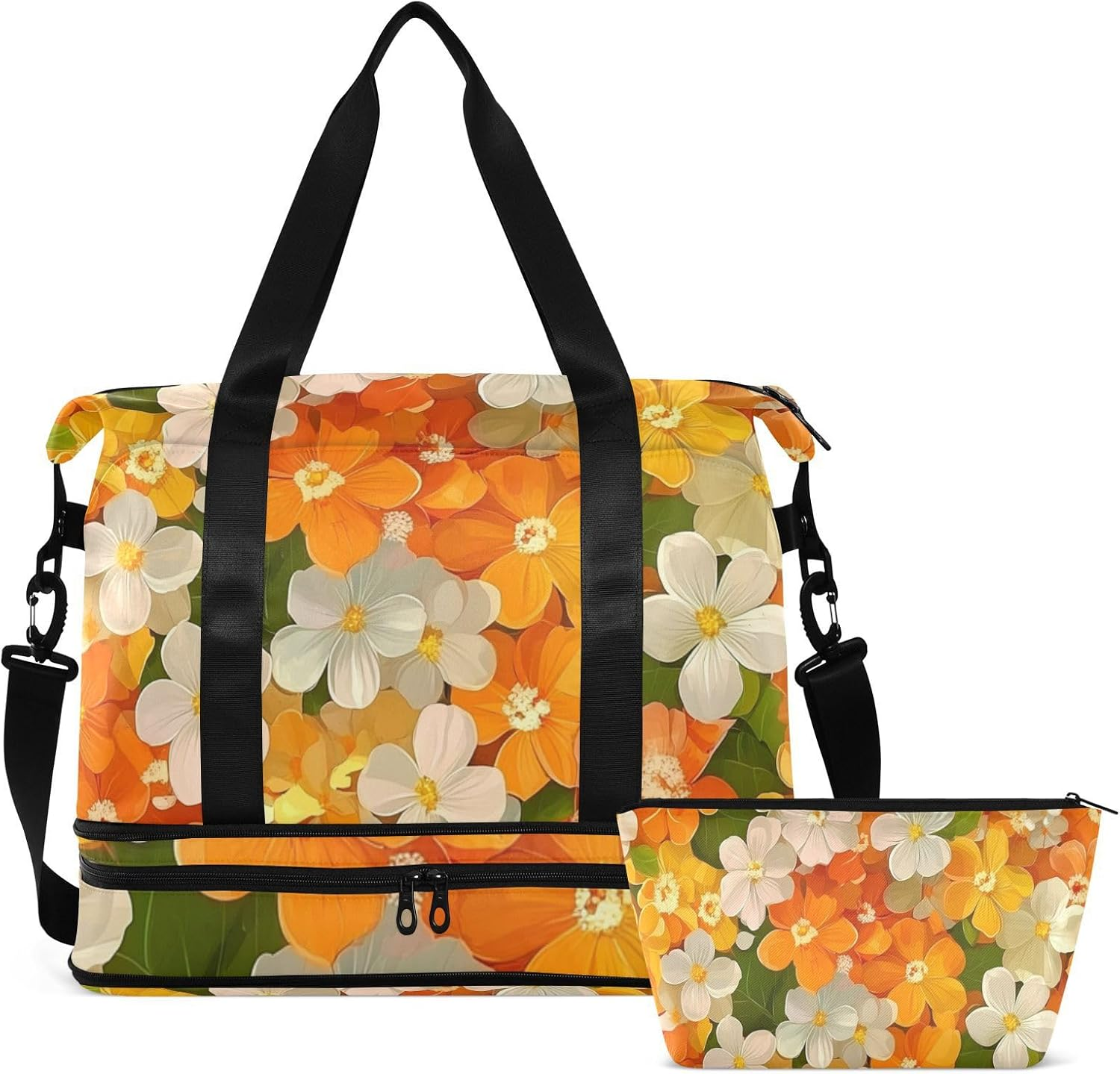 Beauty Spring Flowers Syringa Travel Bag Travel Weekender Gear Bag with Toiletry Bag for Airplane Traveling Foldable, Beauty Spring Flowers Syringa, 1 Size image number 1