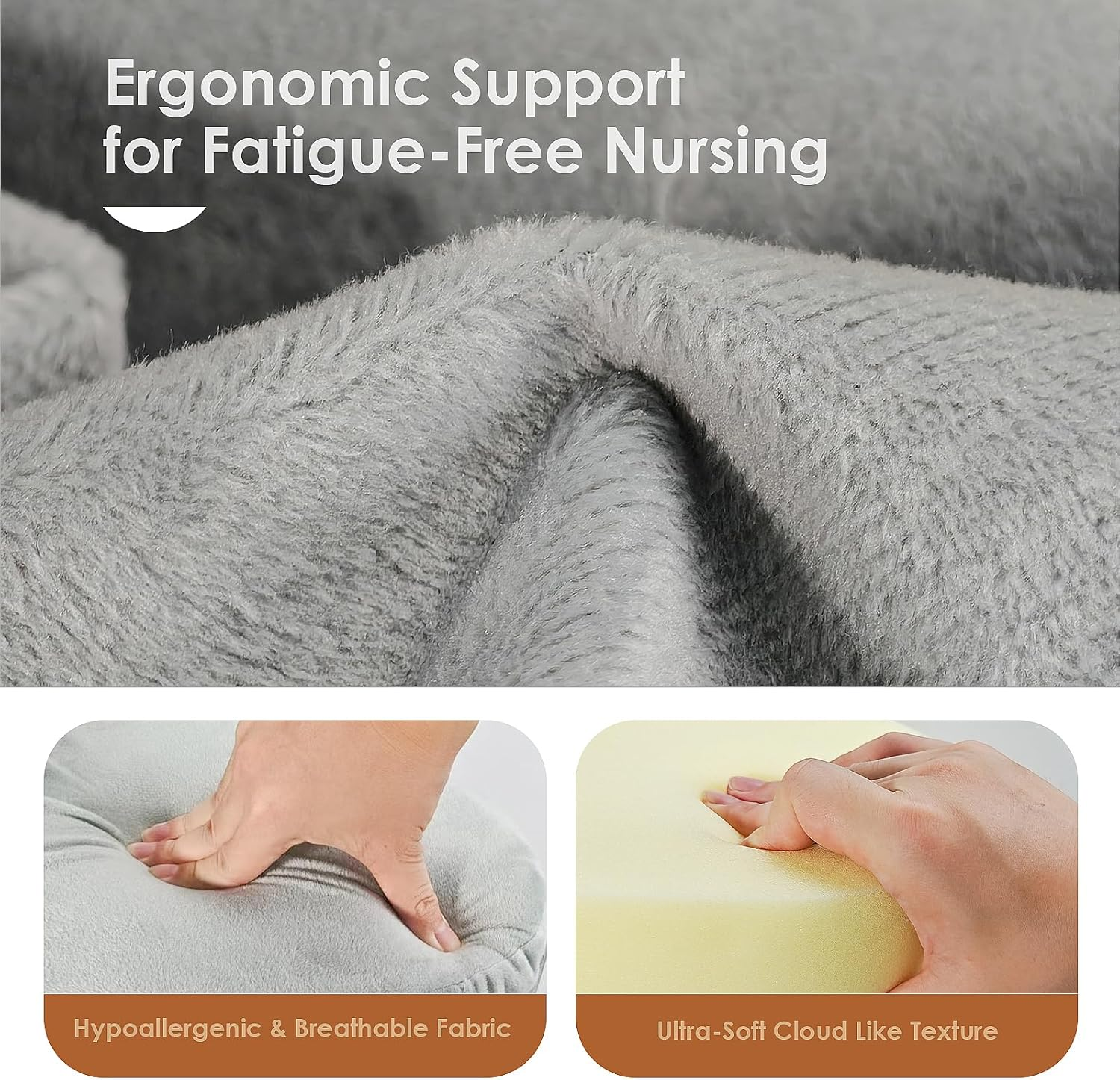 Memory Foam Nursing Pillow - Pioneering Safety Fence-Plus Size Breastfeeding Pillow for Ergonomic Comfort & Support-Easier and Healthier Nursing - Fit for All, Removable Cover image number 4