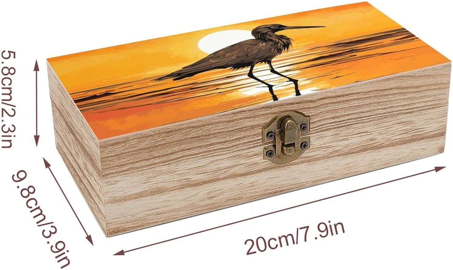 Seaside Birds Wooden Box Wood Wedding Keepsake Boxes with Lids Small Decorative Boxes Lightweight Wooden Memory Storage Box for Crafts Keepsakes Jewelry Photo Letter Storage image number 3