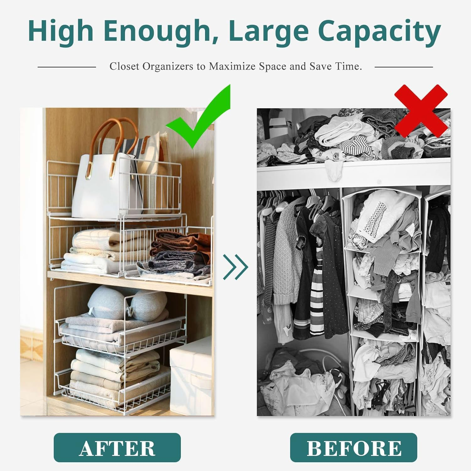 Wardrobe Organiser, Wardrobe Storage, Stackable Storage Drawers, with Push and Pull Drawer, for Cupboard Kitchen Bathroom Bedroom Office (3 Pack, 40X35X16Cm) image number 2