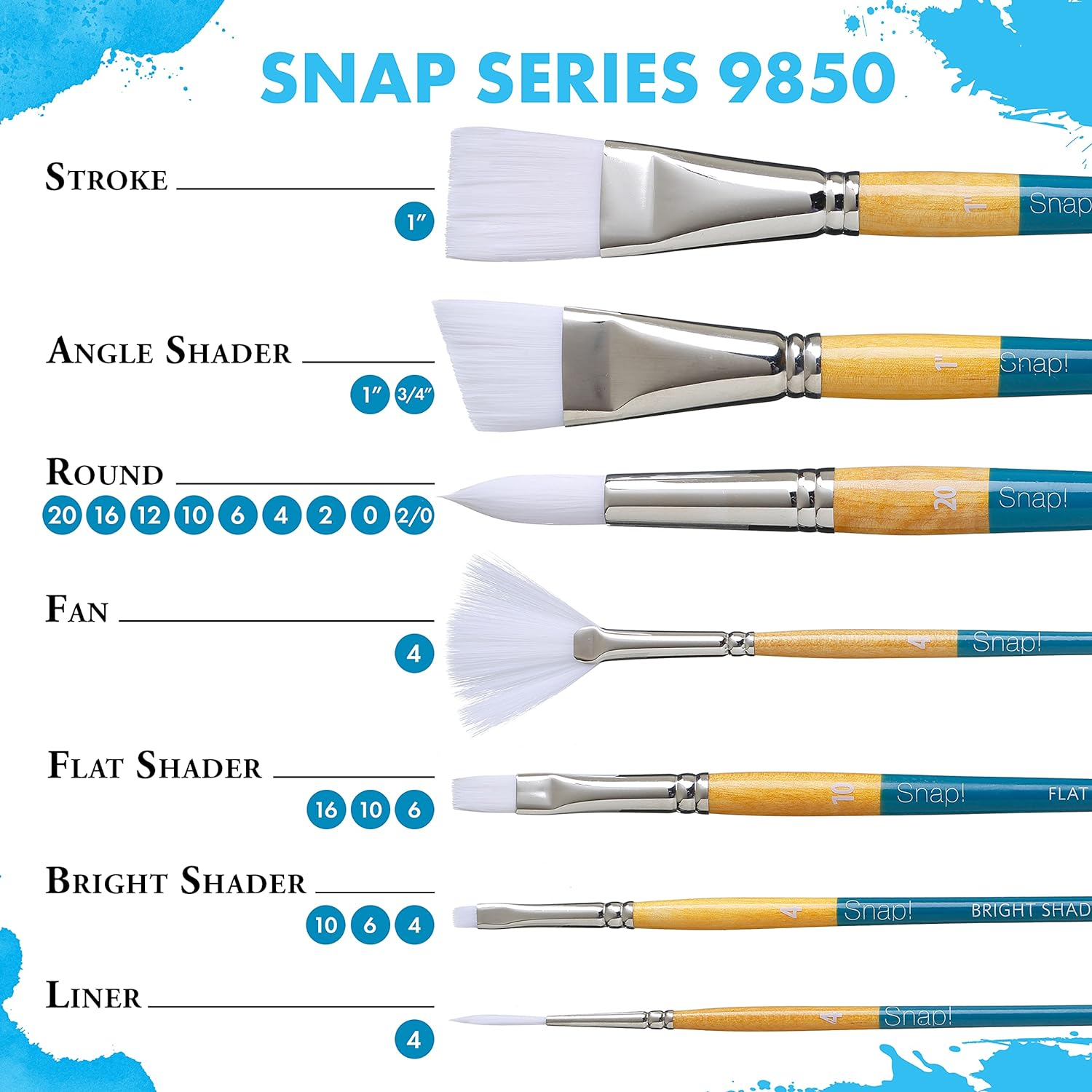 Princeton Snap Synthetic Bristles Gold Short Handle Snap Paint Brush Set #2 (Set of 3) image number 3