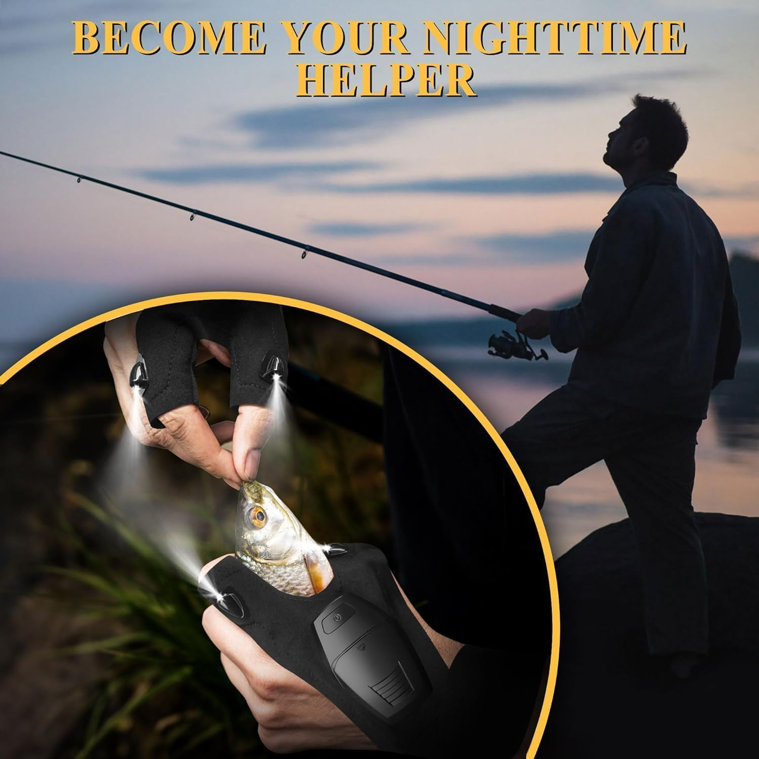 LED Flashlight Glove Tools，Usb Hands Free Lights Gloves, Gifts for Him,Cool Gadgets for Men,Adjustable Flashlight Gloves for Fishing, Camping,For Fishing Gifts image number 6