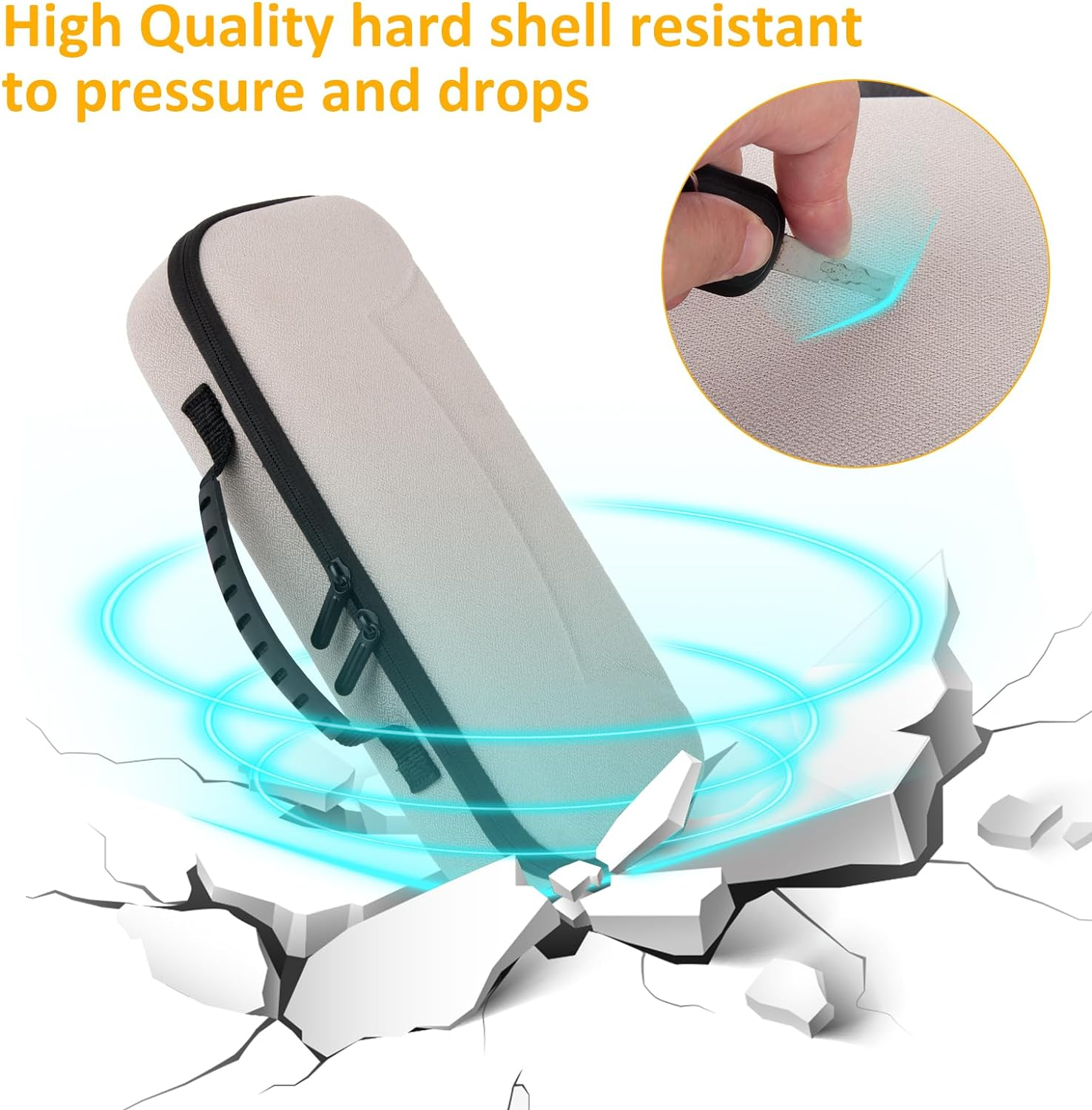 Wonlince Hard Carrying Case for Sony PS5 Playstation Portal，Scratch-Resistant Portable Organizer with Mesh Pocket，Stylish Design for Traveling，Off White image number 5