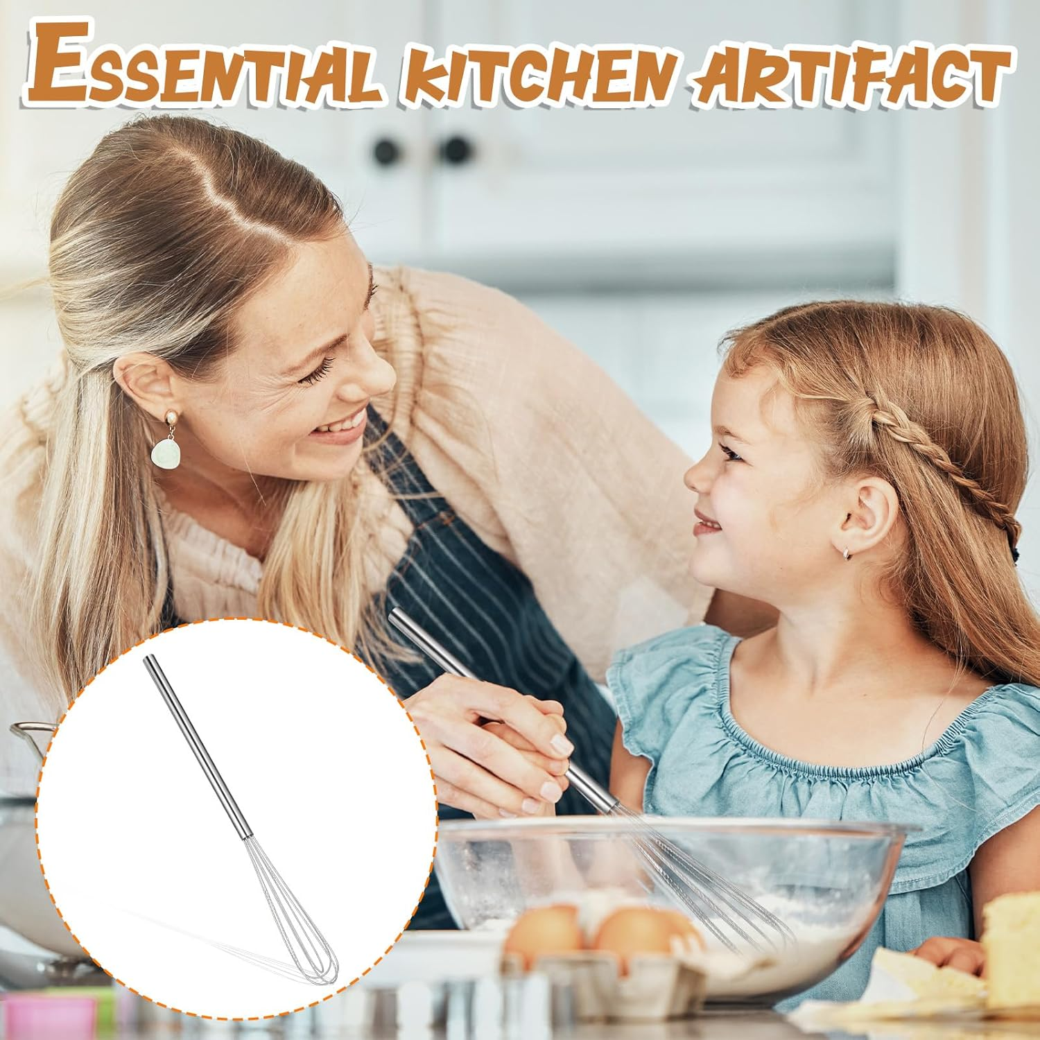 LIQWEI Pack of 2 Small Whisks, 28 Cm Long Manual Whisk, Small Whisk, Mini Stainless Steel Whisk for Can Stir Dough, Stirring, Protein, Beat, Butter, Stirring Cream, Whipping image number 2