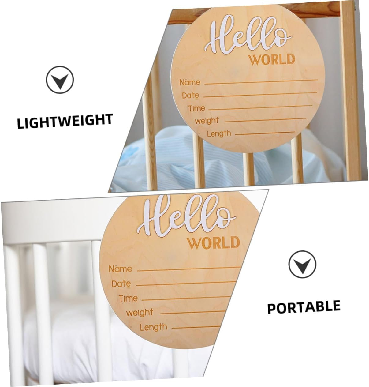 INOOMP 2Pcs Wooden Name Sign for Nursery Decor Birth Announcement Sign Newborn Name Photo Prop image number 5