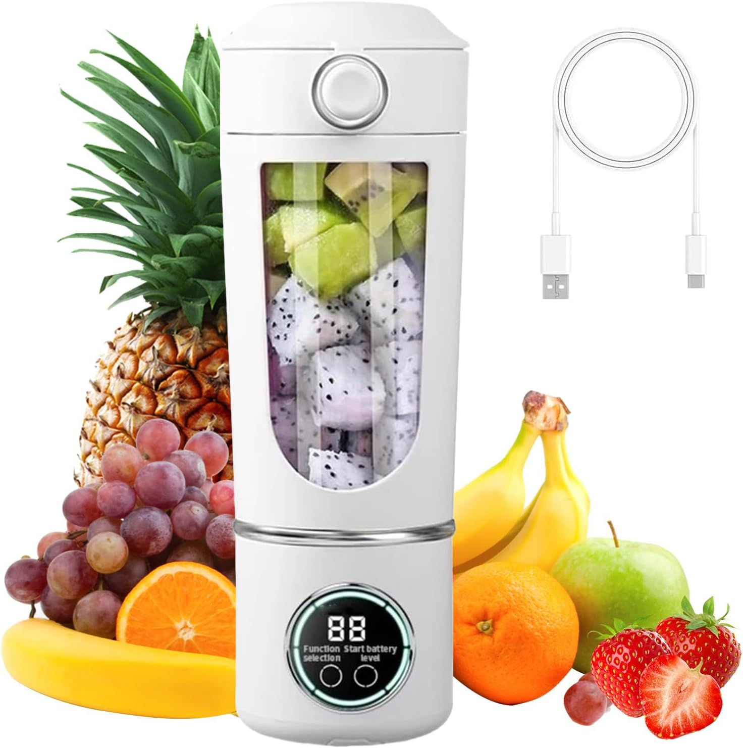 Small Portable Mixer, 700 Ml Maker to Go Mini Stand Mixer, Portable Blender with 12 Blades Stainless Steel and Digital Display, USB Rechargeable Small Juicer for Smoothies Shakes - for Travel, Office image number 6
