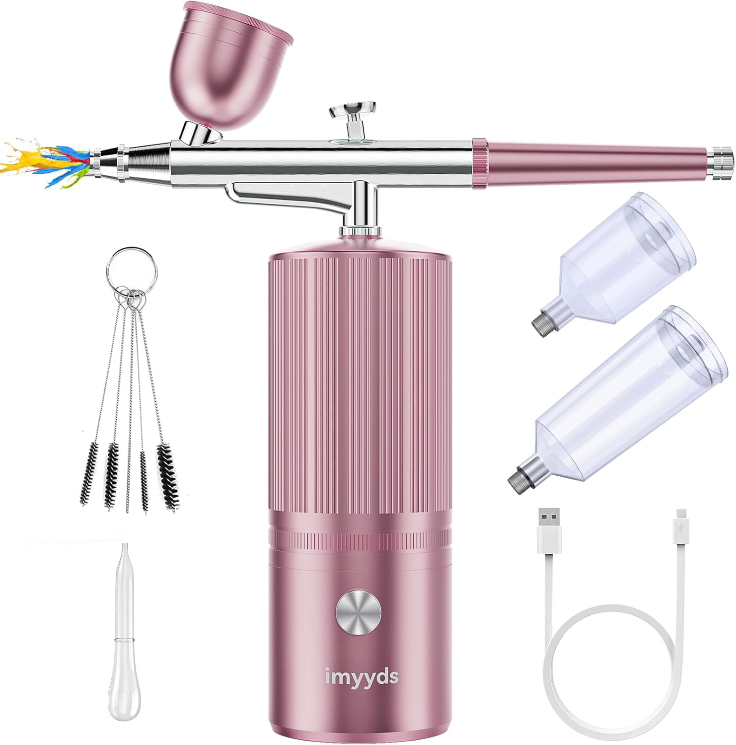 Imyyds Airbrush Kit with Compressor, 32PSI High Pressure Cordless Airbrush Gun, Portable Dual Action Airbrush Compressor Set, Handheld Mini Rechargeable Air Brushes for Painting, Model, Nail, Makeup