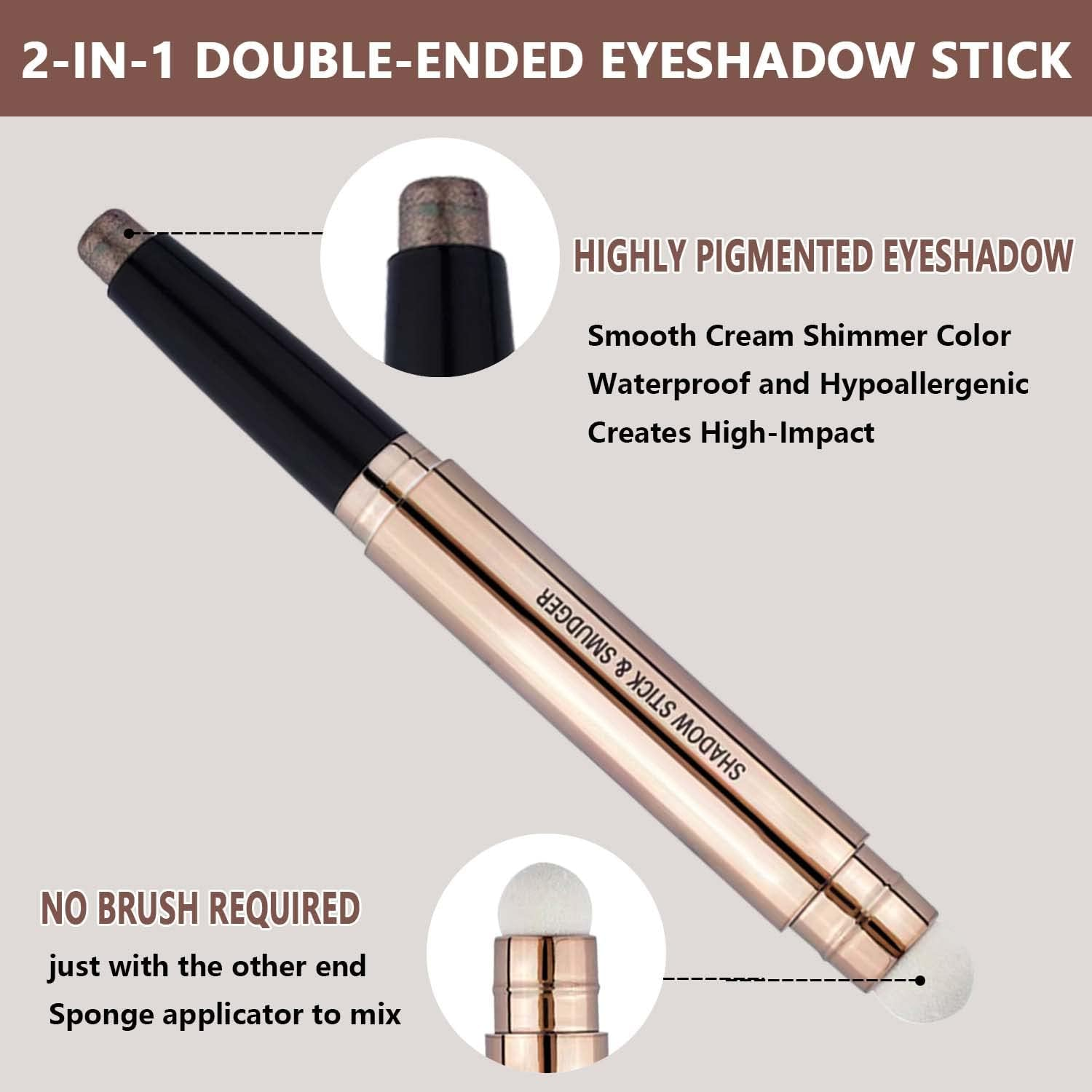 Brown Eyeshadow Stick Eyeliner Pencil for Eye Makeup Cream Shimmer Smooth Glitter Dark Light Matte Single Crayon Primer Palette Hypoallergenic Natural Waterproof Long Lasting Eyeshadow 07 image number 3