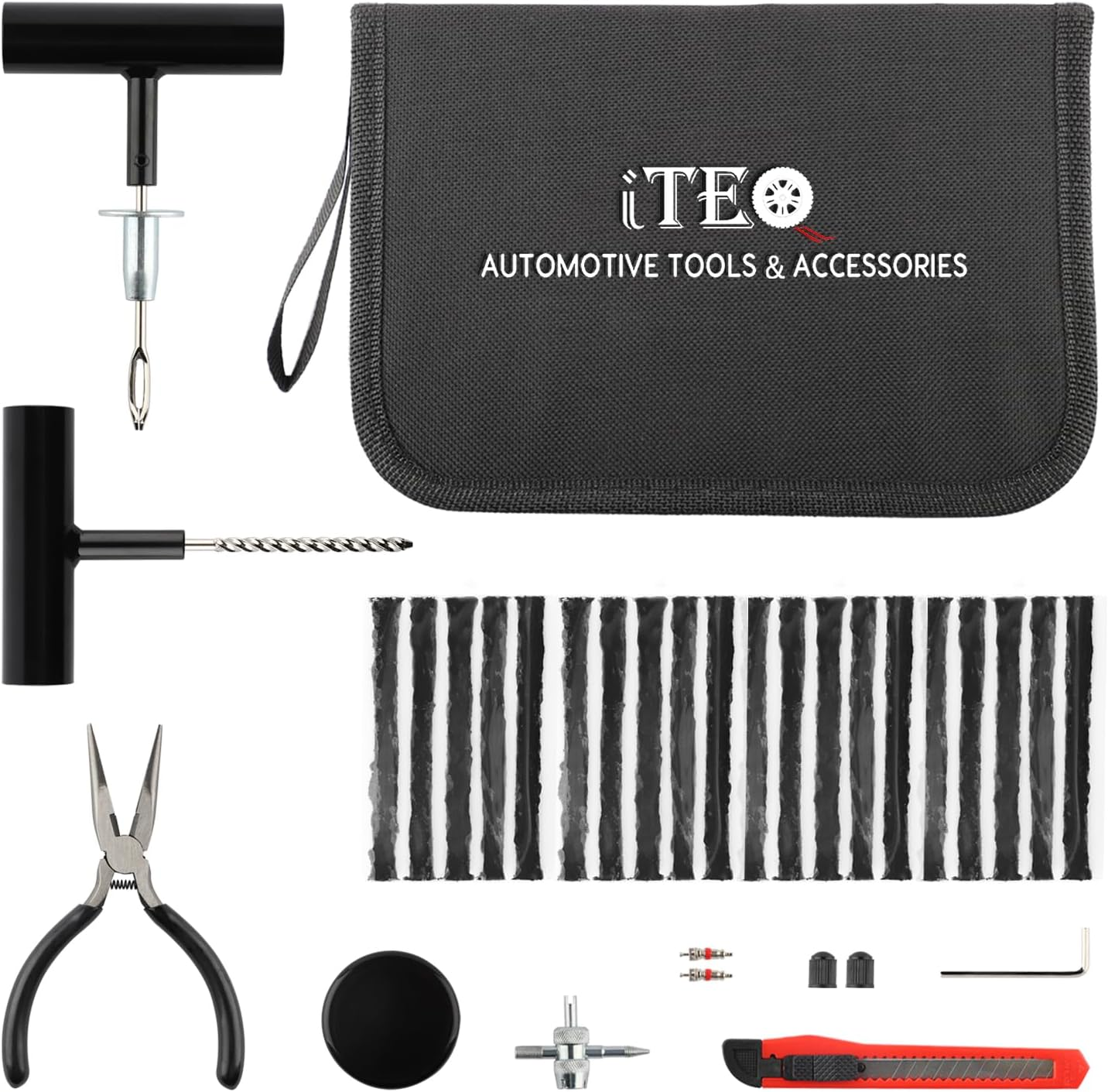 ITEQ Flat Tire Repair Kit with Plugs, Heavy Duty 31 Pcs Tire Repair Tool Set for Car, Truck, RV, Jeep, ATV, Motorcycle, Tractor, Trailer Flat Tire Puncture Repair image number 5