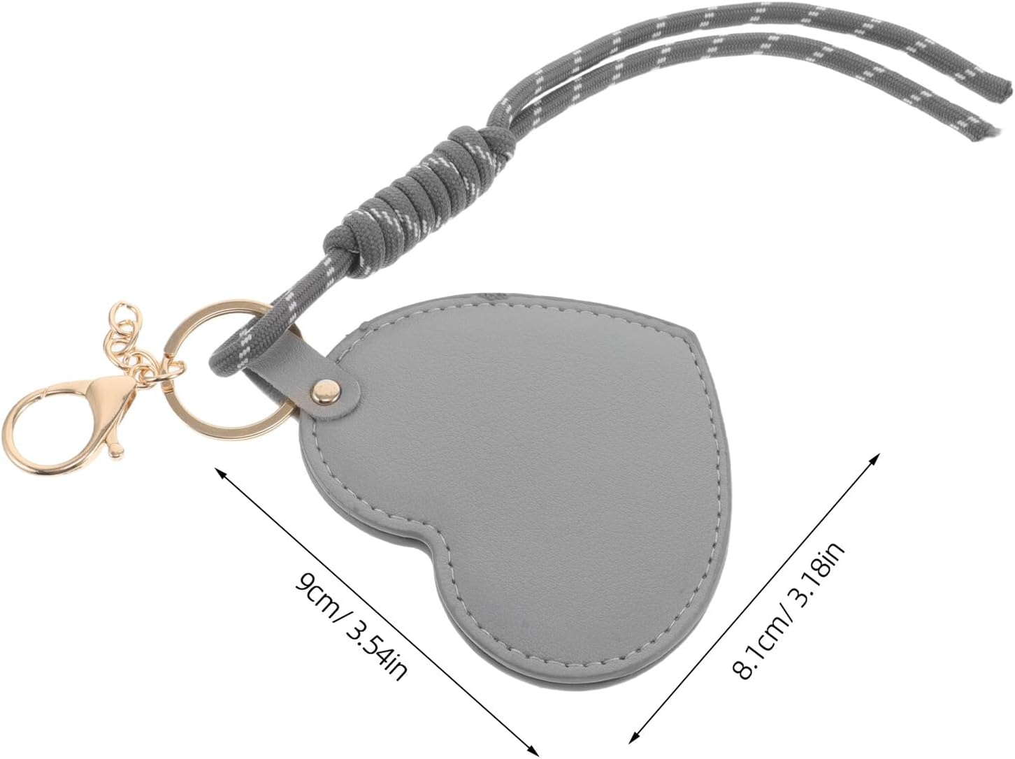 Mikinona 2Pcs PU Leather Heart Shaped Compact Mirror with Rotating Handheld Design Cute Mini Makeup Mirror Keychain for Travel Purse Accessory Scratch-Resistant Portable Vanity for Women image number 5