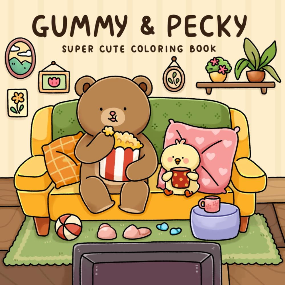 Gummy & Pecky: Super Cute Coloring Book for Adults and Teens about Besties and Their Heartwarming Adventures image number 2