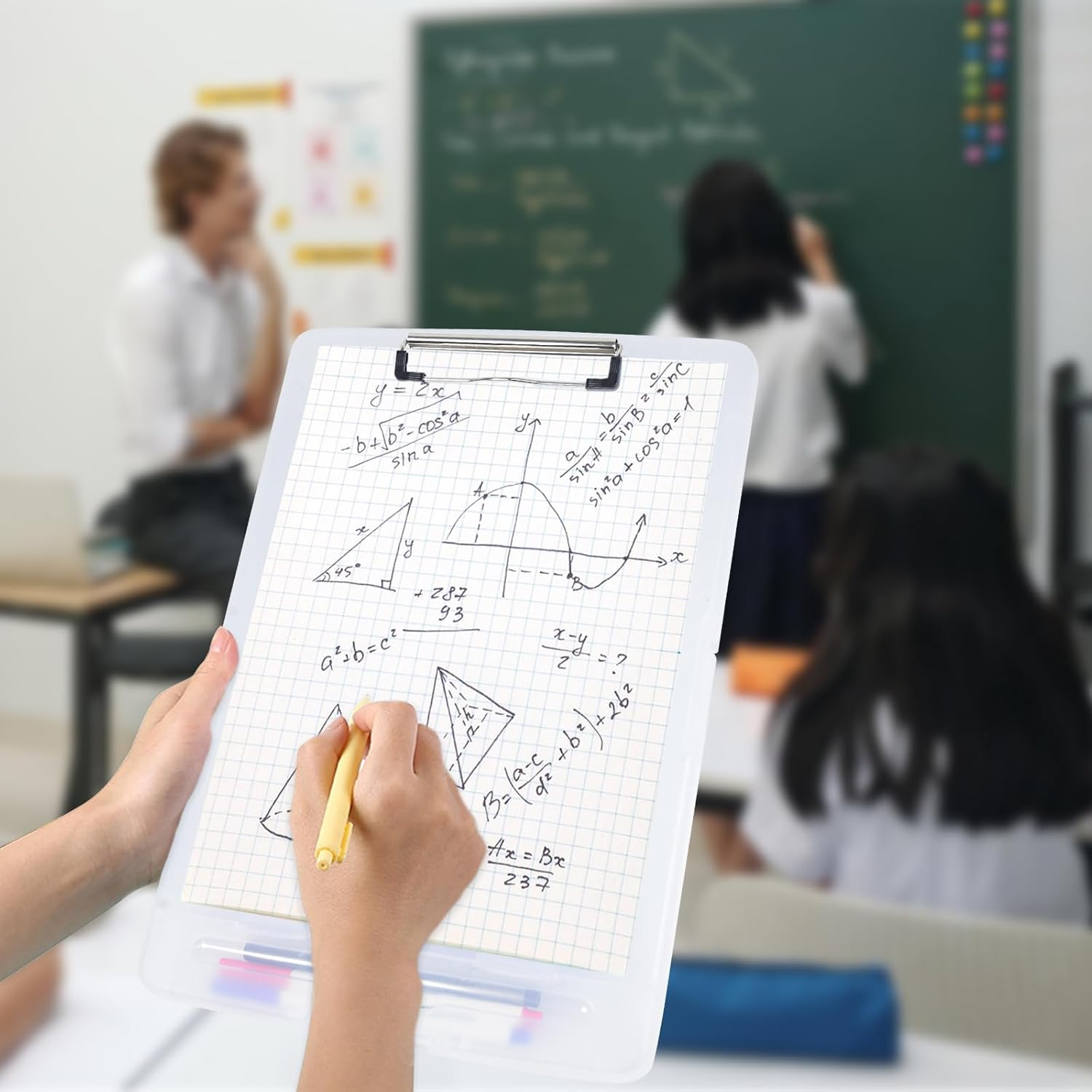 SAYEEC Clipboard with Storage, High Capacity Nursing Clipboard with Pen Holder and Low Profile Clip, Heavy Duty Side Opening Plastic Storage Clipboard Folder Case for Teacher Lawer Work Office (Clear) image number 5