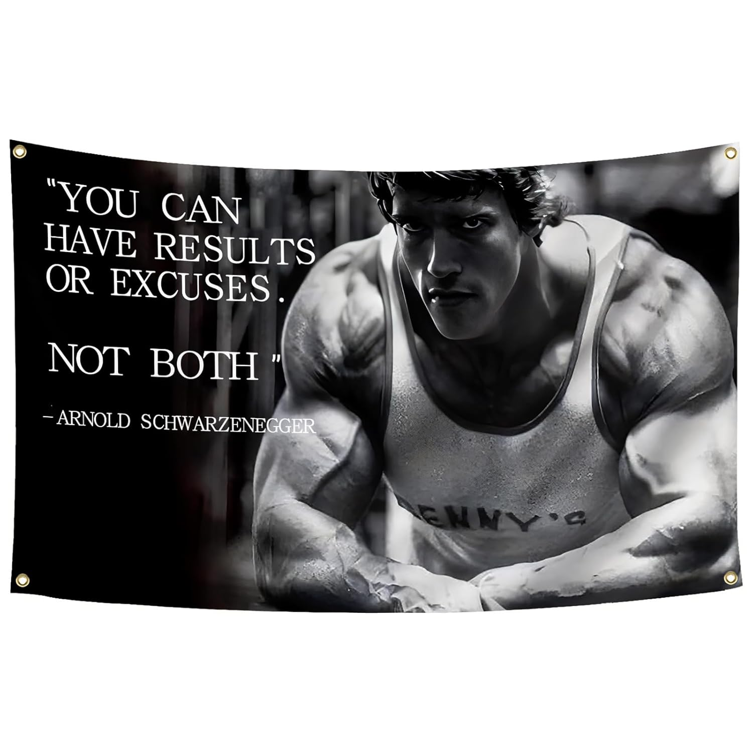 Arnold Schwarzenegger Tapestry 3X5Ft You Can Have Results or Excuses Not Both Banner Flag for Wall Hanging Workout Gym Inspirational Quotes image number 2