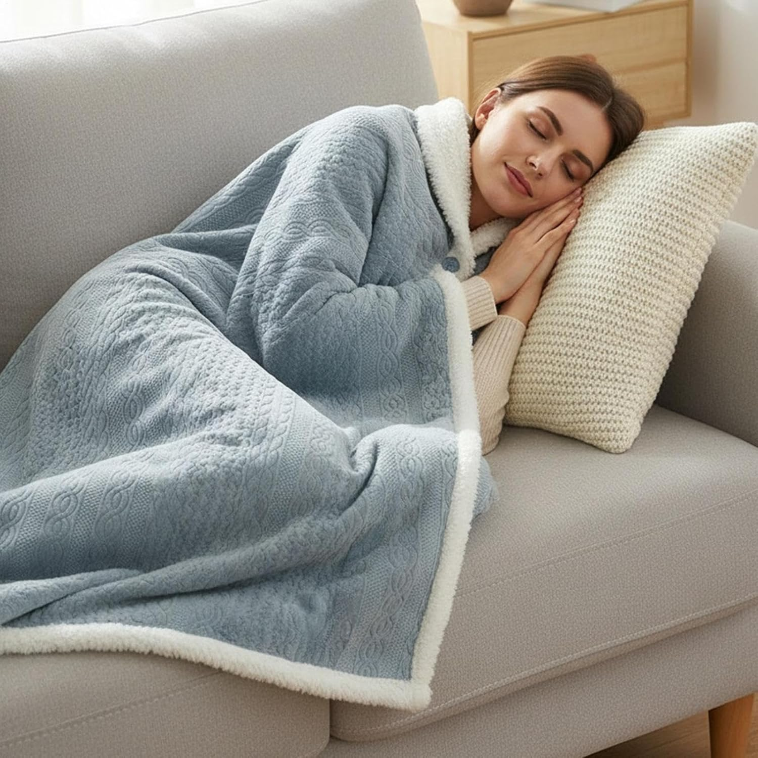 Blanket Wraps for Women | Button-Style Shawl,Winter Cloak Wrap,For Women Girls Ladies Wives Mothers Travelers Students Office Home Living Room Movie Nights Sporting Events Camping image number 1