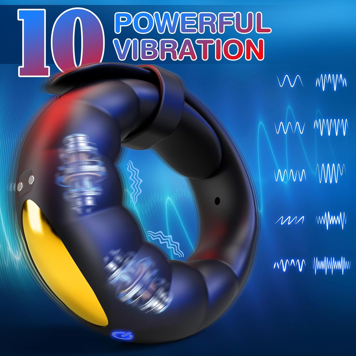 Vibrating Cock Ring Sex Toys - Powerful Penis Ring Vibrator with 10 Vibrations & Adjustable Buckle, App Control Male Sex Toy Cockring for Erections, Adult Sex Toys & Games for Men Women Couples image number 3