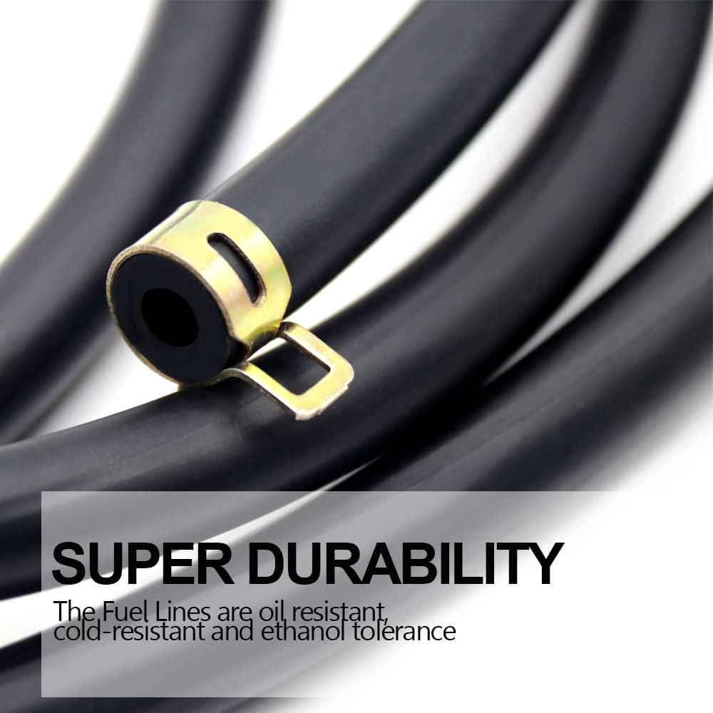 1/4 Inch ID Fuel Line, 10 Feet Gas Fuel Hose and Clamps for Kawasaki Kohler Briggs & Stratton John Deere Craftsman Riding Lawn Mower Tractor Generator Mini Bike ATV Motorcycle Snow Blowers Engines&hellip; image number 4