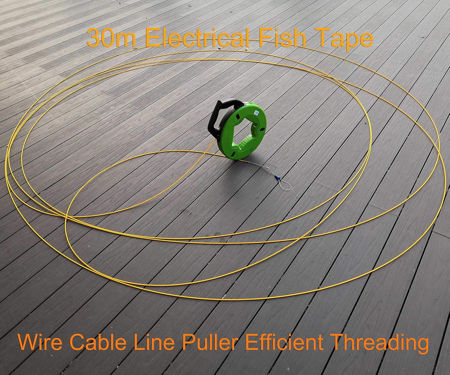 30M(100Ft) Fiberglass Electrical Wire Cable Fish Tape Reel Cable Puller (Green Shell) image number 3