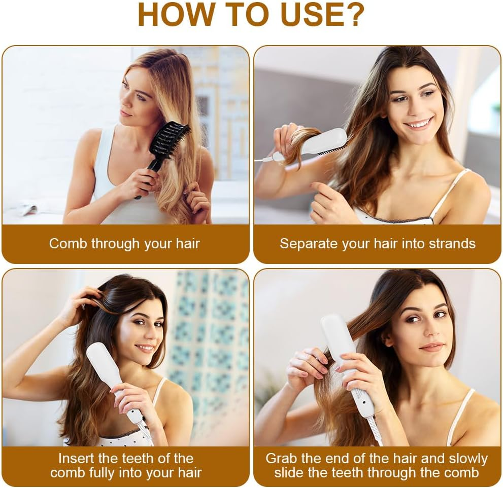 Alaoo Hair Straightener Brush, Ionic Hair Straightener Brush, Professional Electric Straightener Brush, 4 Stage Temperature Fast Heating, for Hair Styling and Straightener (White) image number 5