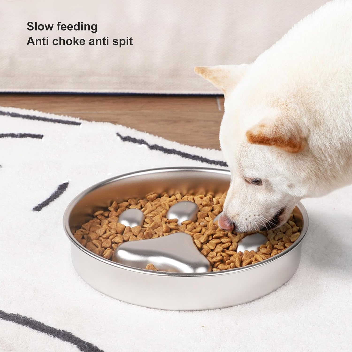 Slow Feeder Dog Bowls, Stainless Steel Shallow Pet Food Bowl for Large Dog, Dog Puzzle Bowl for Home image number 2