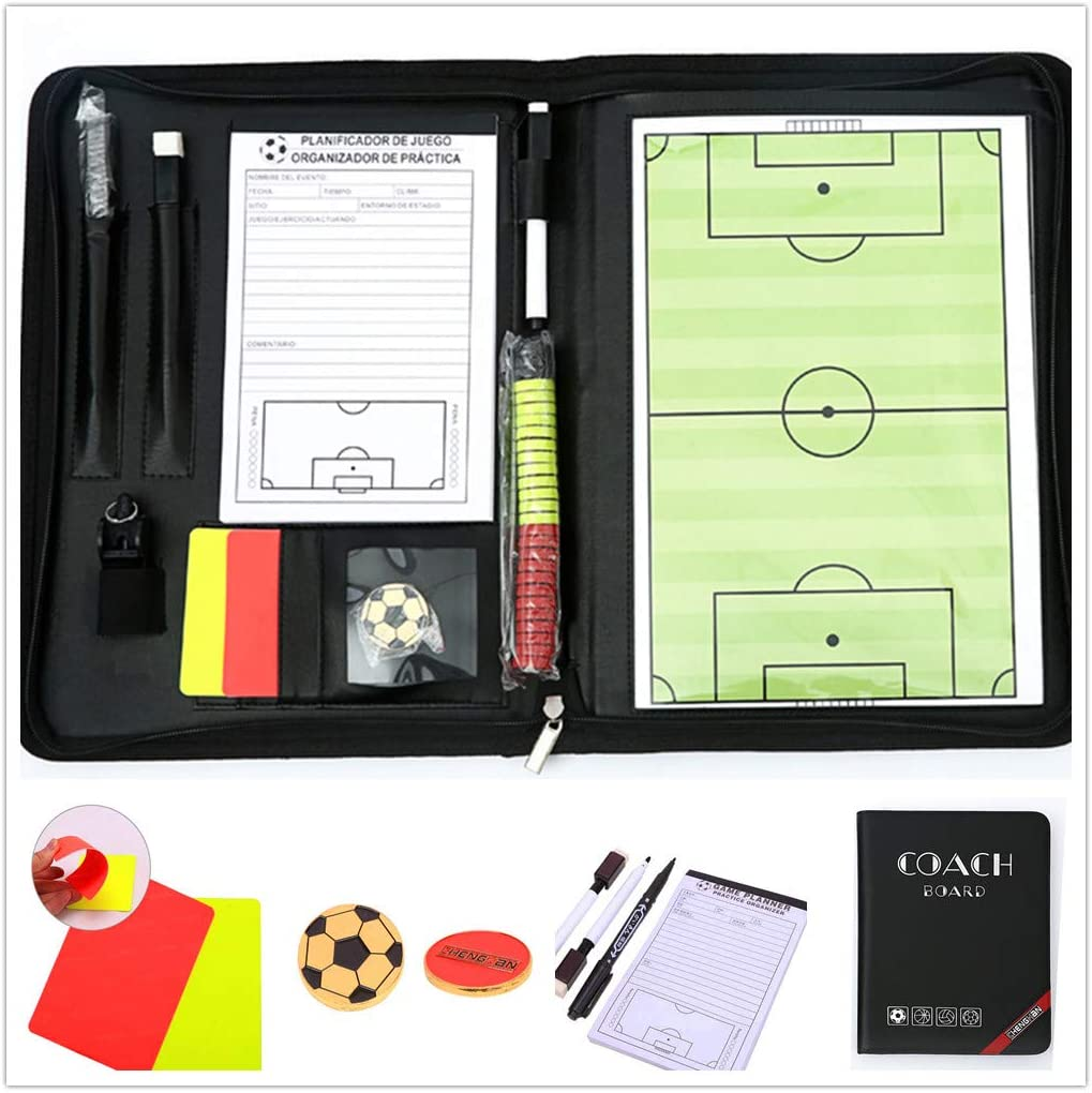 Pure Vie 20.86'' X 12.20'' Coaches Tactical Board, Premium Portable Professional Football/Soccer Coaching Strategy Clipboard Training Assistant Equipment with Write Wipe 2-In-1 Pen and Dry Eraser image number 6