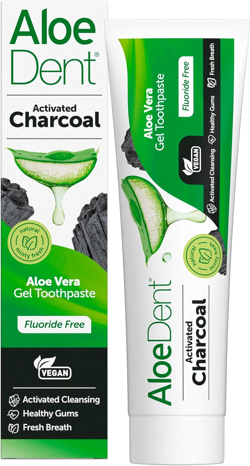 Aloe Dent Charcoal Toothpaste Fluoride Free, Natural Action, Vegan, Cruelty Free, SLS Free, Whitening, Healthy Gums, 100 Ml image number 1