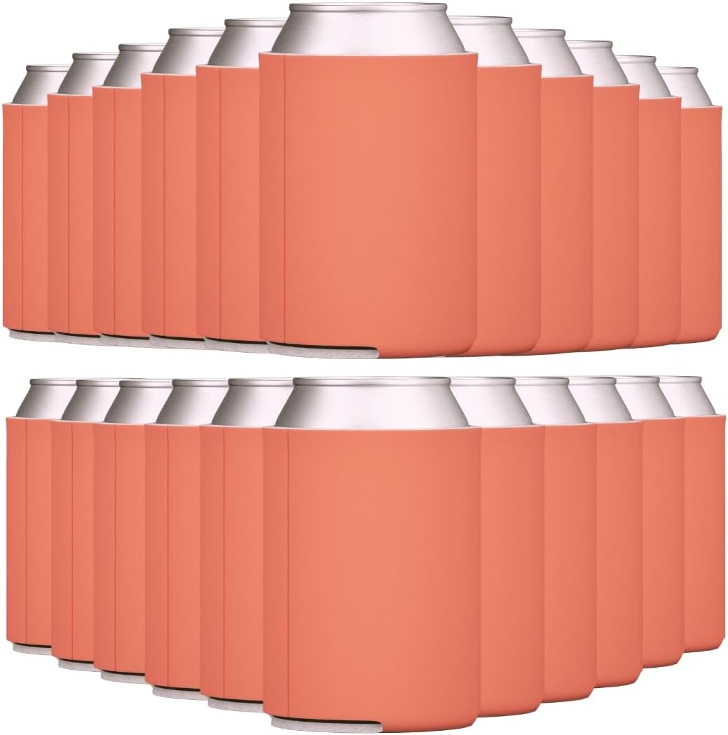 Tahoebay Can Sleeves for Standard 12 Ounce Cans Blank Poly Foam Beer Coolers 12Oz Coral