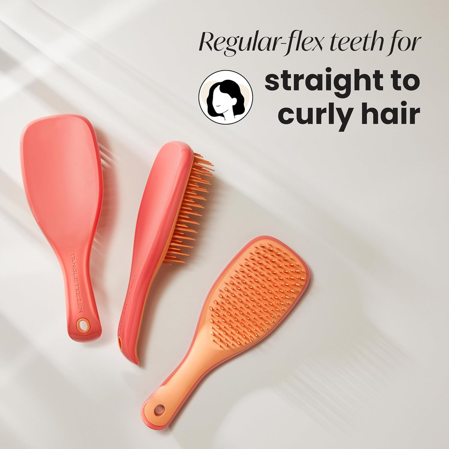 Tangle Teezer | the Mini Ultimate Detangler Hairbrush |Gentle on Wet Hair | Two-Tiered Teeth & Comfortable Handle | Ideal for Kids and Travel | Reduces Knots & Breakage | Salmon Pink & Apricot image number 5