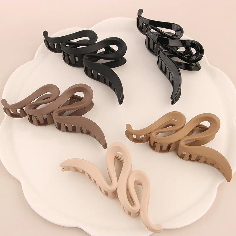 Hair Claw Clips 13CM Large Simple Fashion Wave Shape Frosted Matte Transparent Bright Hairpin Shark Clip Headdress Hair Accessories image number 5