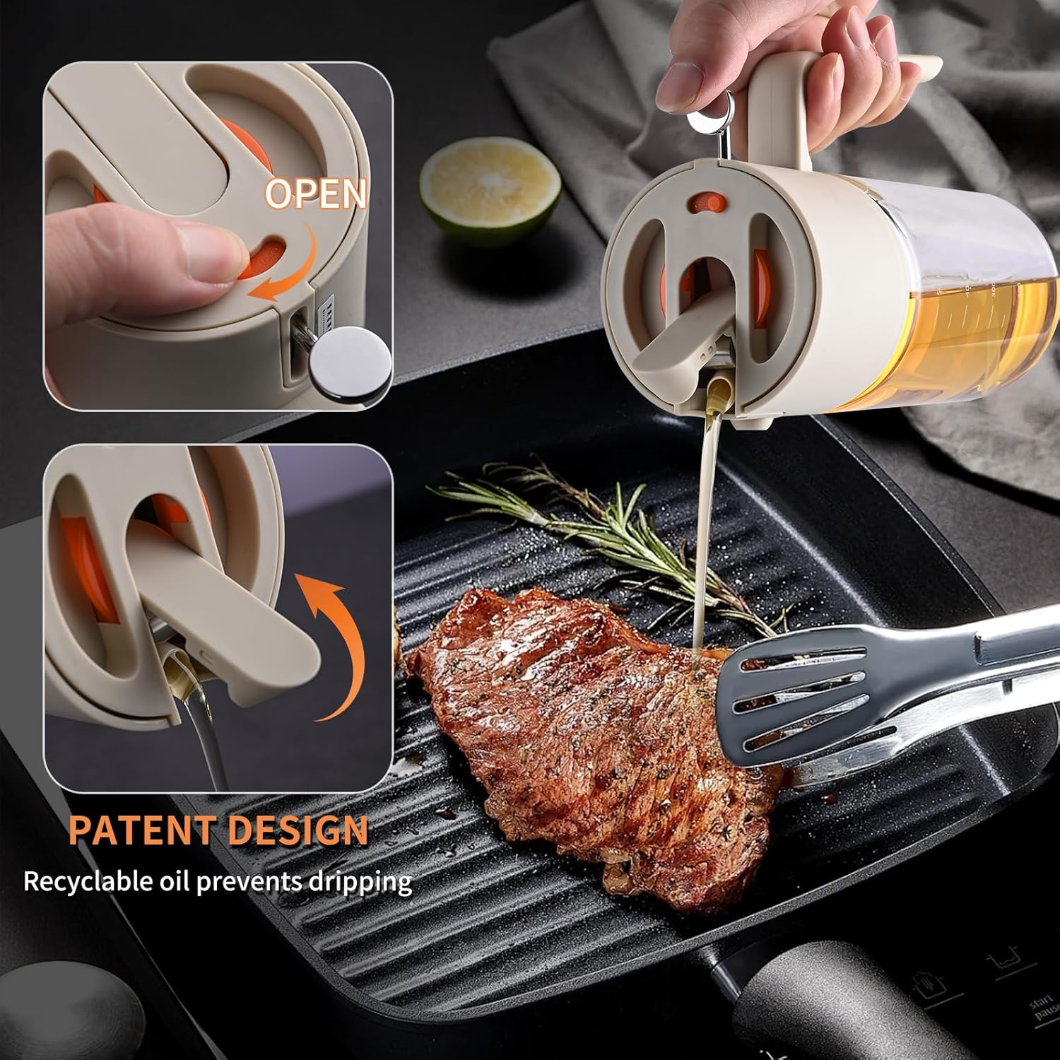 RAXCO 18Oz/550Ml Oil Spray Bottle,2 in 1 Olive Oil Dispenser,Glass Oil Bottle Kitchen Tool for Air Fryer and Salad, BBQ Accessories image number 5