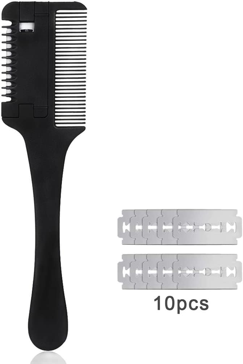 Etercycle Hair Cutter Comb, Hair Thinner Razor Comb with Extra 10 Pcs Replacement Razors, Hair Thinning Comb Slim Hair Cutting Trimming Comb Tool for Men Women Kids Thin & Thick Hair