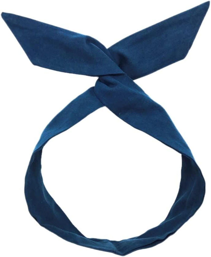Duories Vintage Headbands Women, Hair Band, Women'S Hair Bands, Bow, Flexible Iron Wire, Bendable Headband, Headband with Bow, Retro Hair Accessories, Hair Accessories for Women and Girls, Navy Blue