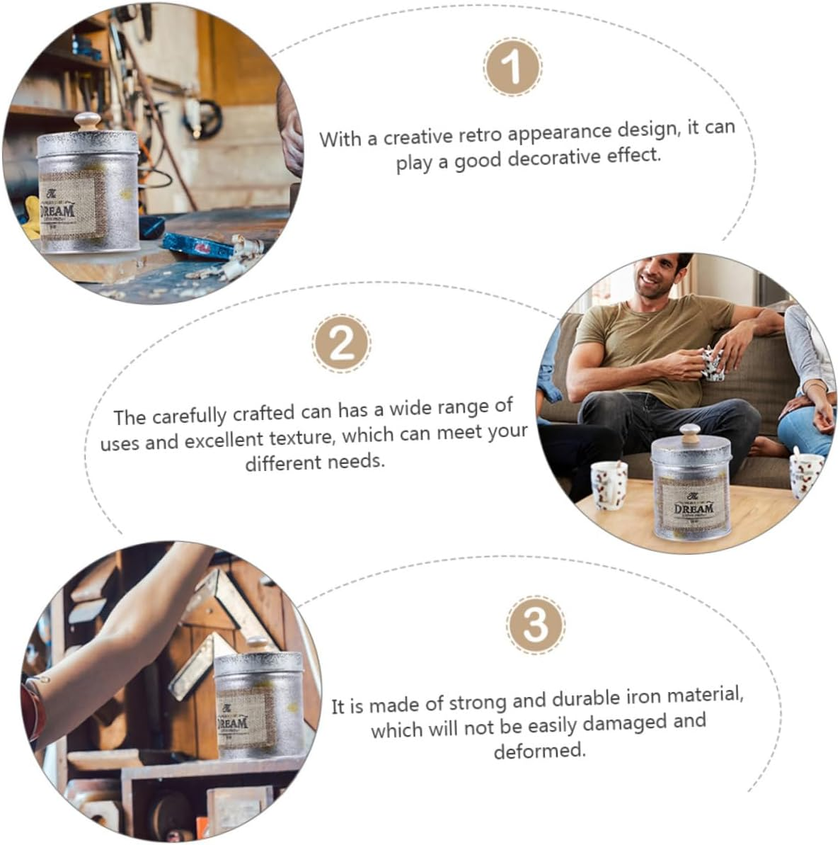 RORPOIR 2Pcs Retro Iron Storage Jar Lid Vintage Iron Kitchen Canister for Home Decor and Photography Props