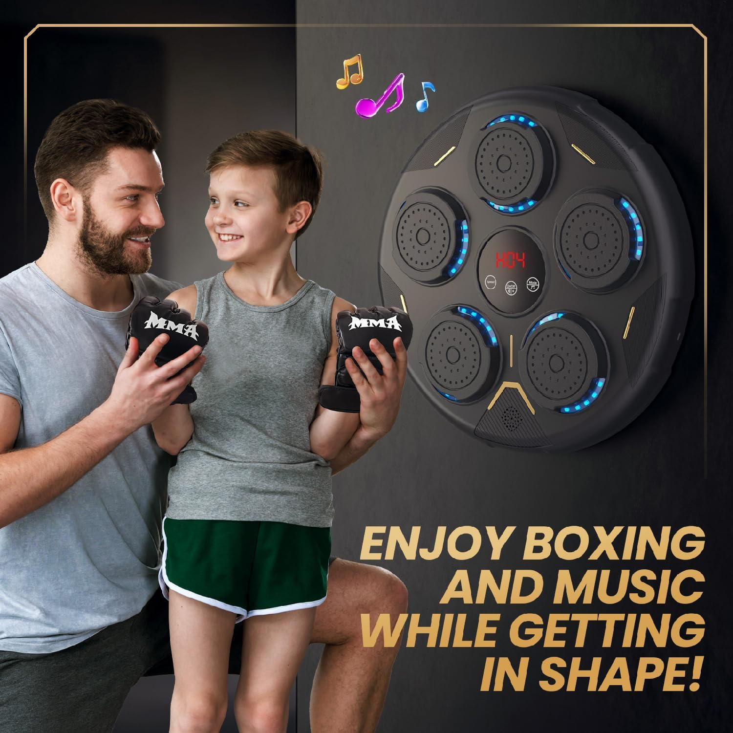 New Music Boxing Machine, Wall-Mounted Smart Bluetooth Punch Trainer, 9 Adjustable Modes & LED Speed Display, for Home, Indoor and Gym, Electronic Punching Equipment