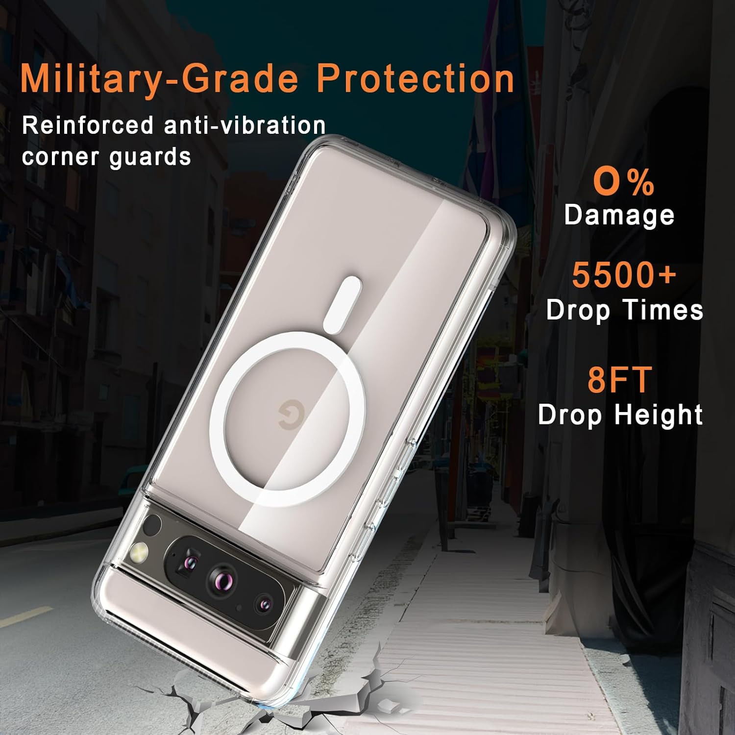 For Google Pixel 8 Pro Case Clear with Magnetic - Non-Yellowing Shock Absorption Anti-Fingerprint Scratch Resistant Cover Case Phone Case for Google Pixel 8 Pro 6.7 Inch 5G Crystal Clear image number 4