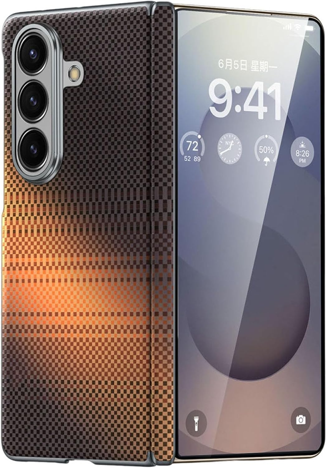 Case for Galaxy Z Fold 7: Slim Light Magnetic Case Less Touch Feeling for Businessmen - Carbon Fiber Texture Hard PC Cover with Camera Protection Phone Cover without Front Cover (Blue)