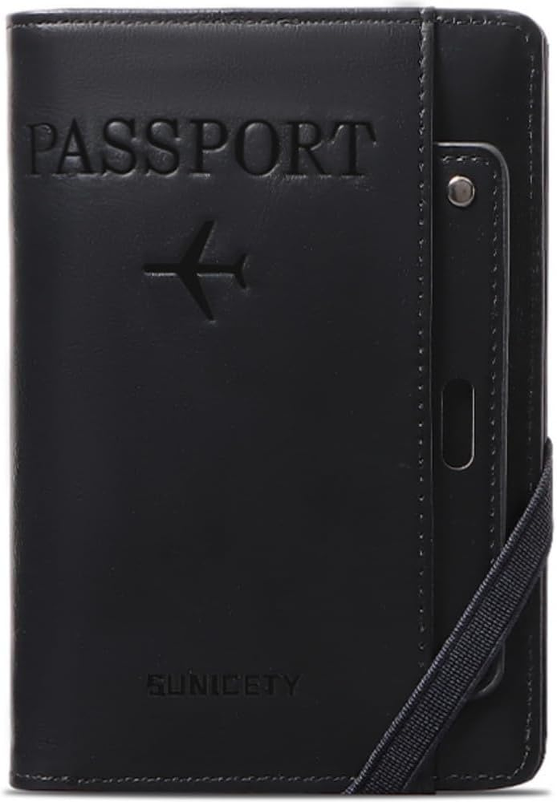 Y7-Y RFID Blocking Passport Holder Travel Wallet Multi-Functional Passport Cover with Removable Card Organizer, Anti-Theft Document Case for Travel. (Brown)