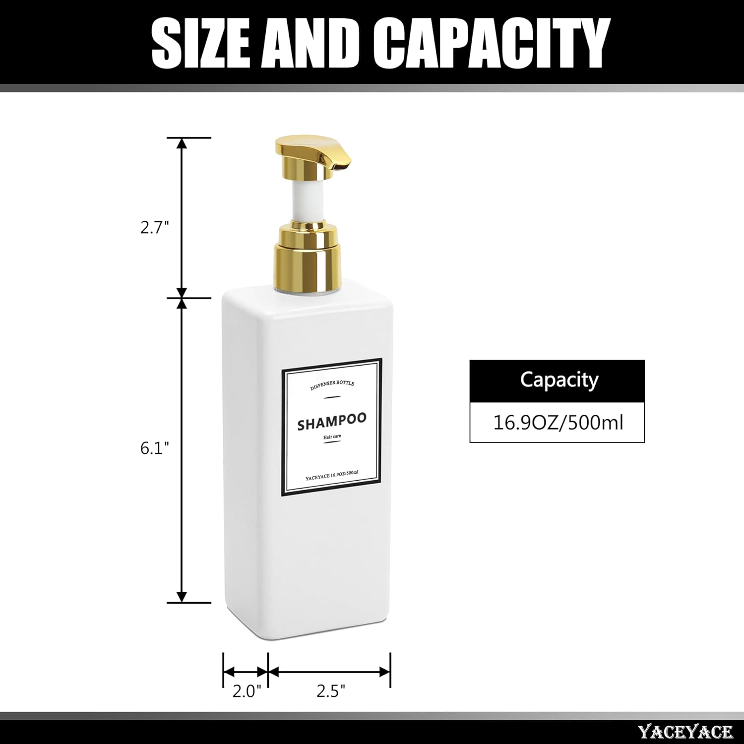 White Shampoo and Conditioner Dispenser, 500Ml Set of 3 Empty Black Shower Bottles with Pump, Shampoo Bottles for Bathroom, Kitchen, Solon image number 4