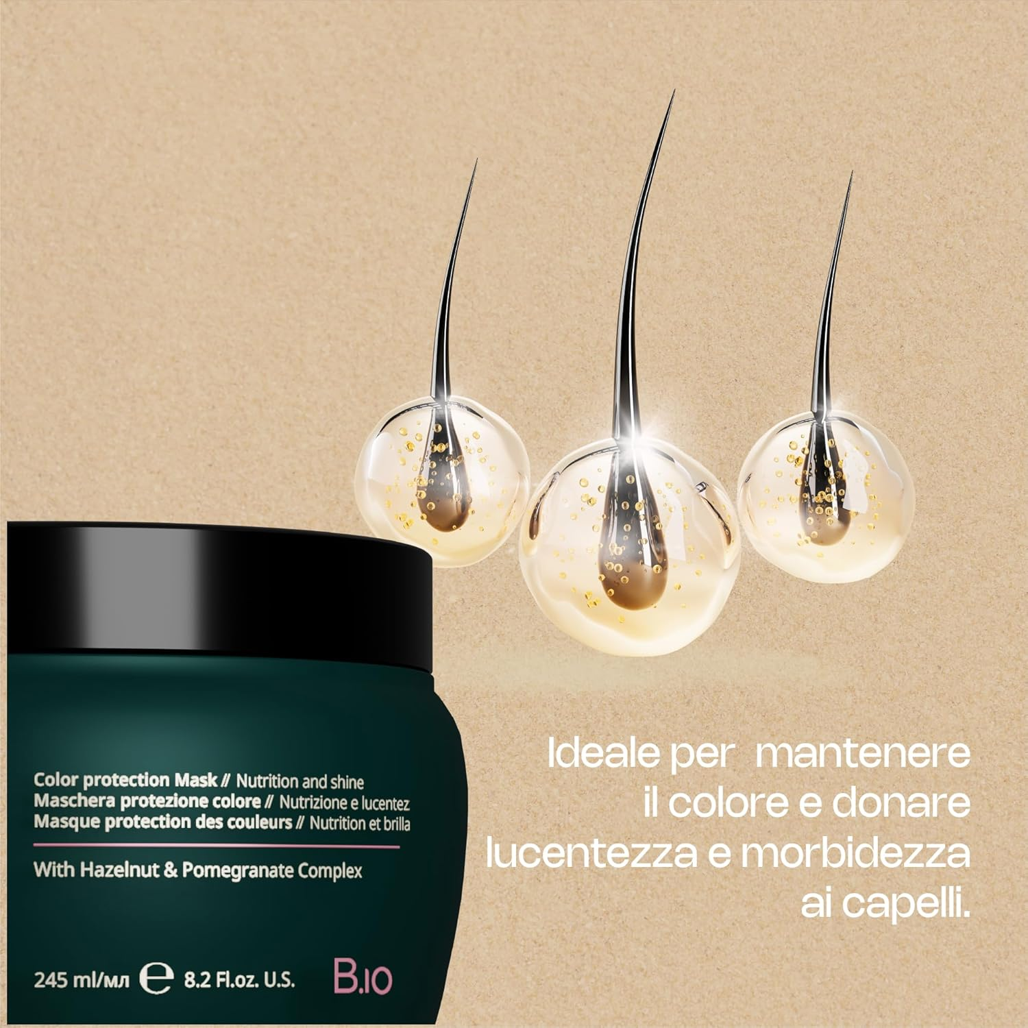 Raywell B.Io Maintenance Colour Protection Mask - Intensive Hair Mask for Coloured Hair, Strengthens Hair Fibre & Fixes Colour, Gives Deep Care and Luminous Shine (245 Ml) image number 5