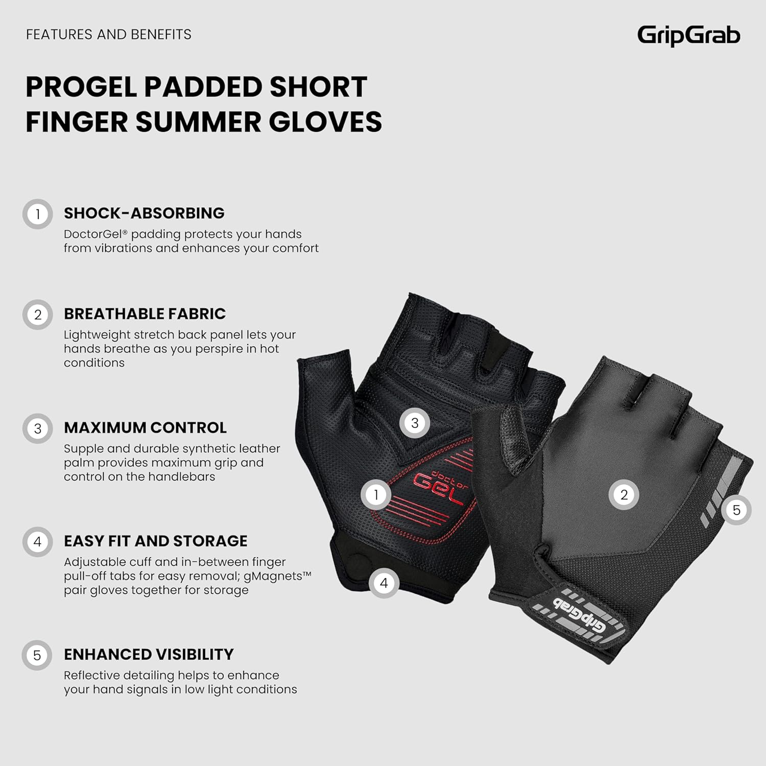 Gripgrab Progel 4Mm Doctorgel Padded Short Finger Summer Cycling Gloves Comfortable Cushioned Fingerless Bike Glove image number 1