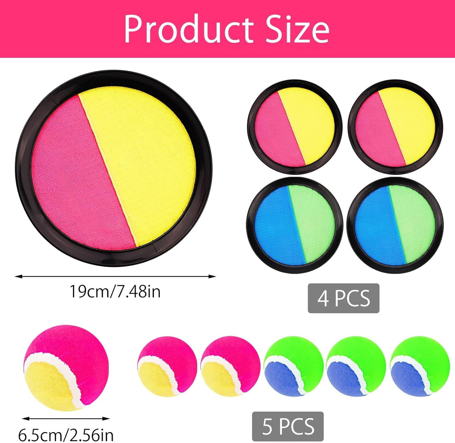 DAKLUNAR Velcro Ball Game Throwing Game Children from 3 4 5 6 7 Years Velcro Ball Beach Toy with 4 Catch Discs