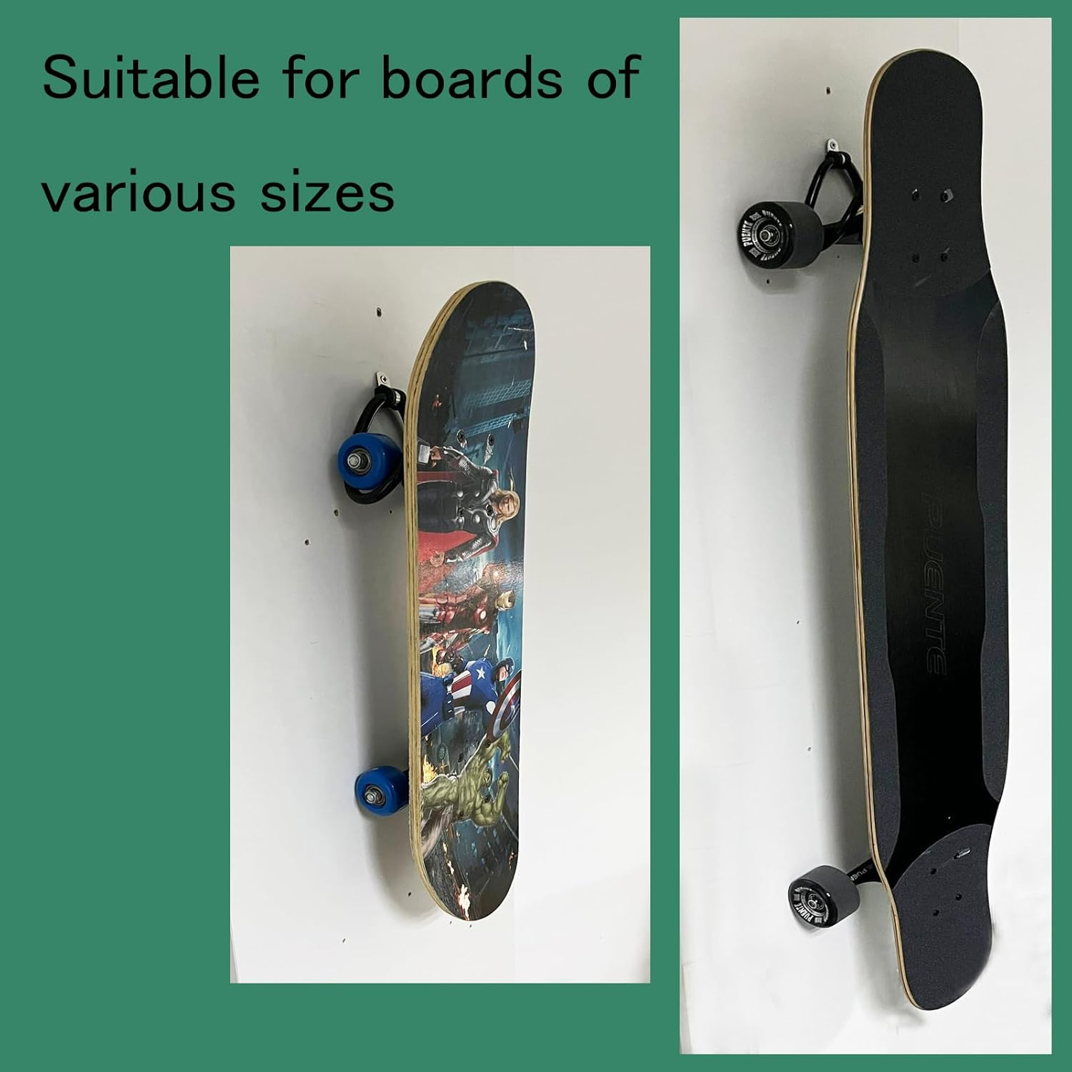 Pmsanzay 2 Pack Universal Skateboard Wall Mount Rack. Horizontally/Vertically Wall Mounted Storage - Fits Virtually All Cruiser Boards, Skateboards, Penny Boards, Longboards,Etc (Hardware Included) image number 4